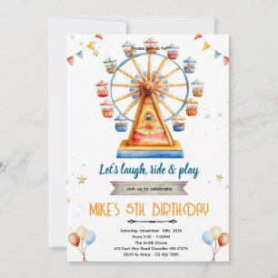 Invitación de cumpleaños al parque de diversiones
