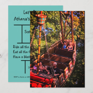 Invitación de cumpleaños al parque de diversiones 