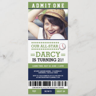 Invitación de cumpleaños al partido de béisbol Tic