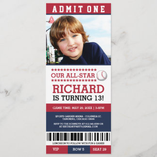 Invitación de cumpleaños al partido de béisbol Tic