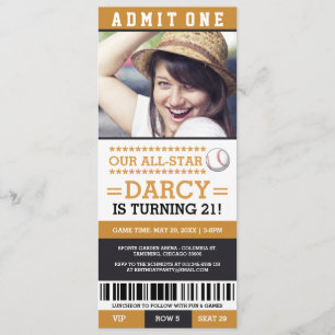 Invitación de cumpleaños al partido de béisbol Tic