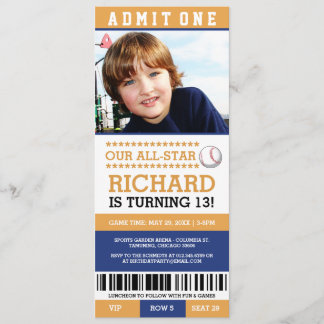Invitación de cumpleaños al partido de béisbol Tic