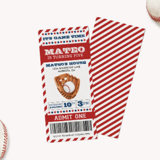 Invitación de cumpleaños al partido de béisbol Tic