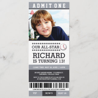 Invitación de cumpleaños al partido de béisbol Tic