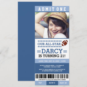 Invitación de cumpleaños al partido de fútbol azul