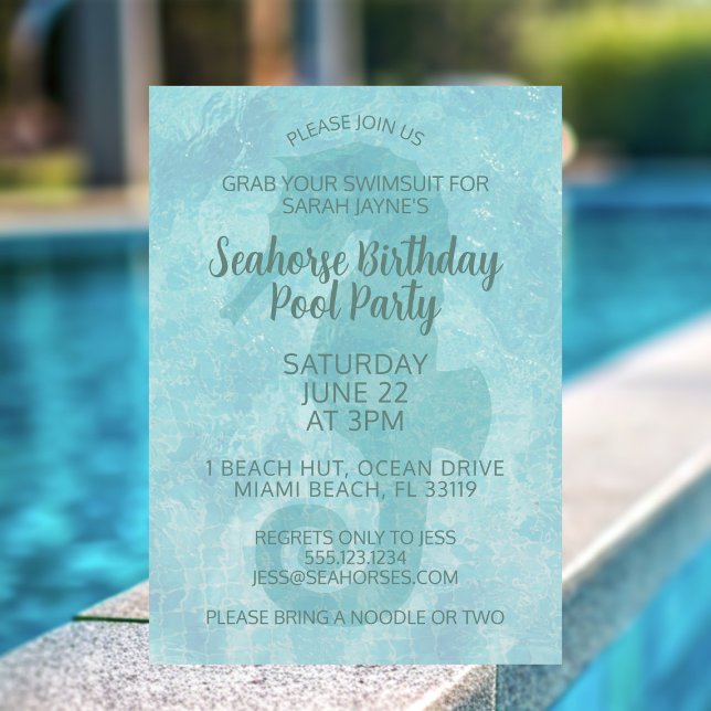 Invitación de cumpleaños al partido de piscina con (Summer is here and it's time for a birthday pool party! Just add your details)