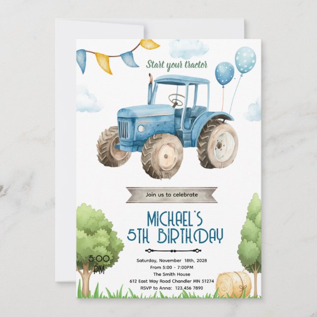 invitación de cumpleaños al partido del tractor az (Anverso)