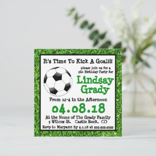 Invitación de cumpleaños al partido Green Grass So