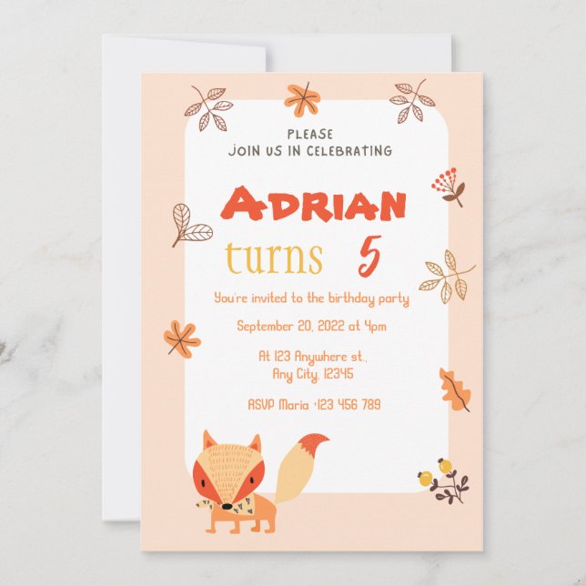 Invitación de cumpleaños al pequeño Ilustracion Fo (Anverso)