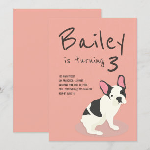 Invitación de cumpleaños al perro de porcino Bulld