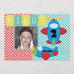 Invitación de cumpleaños al piloto del avión fotog