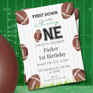 Invitación de cumpleaños al primer año de fútbol