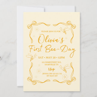 Invitación de cumpleaños al primer Bee-day