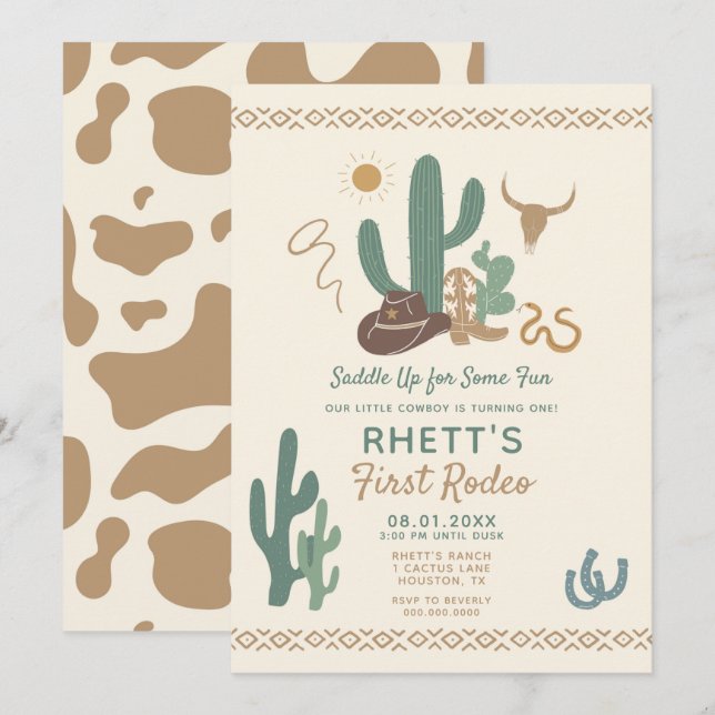 Invitación de cumpleaños al primer rodeo (Anverso / Reverso)
