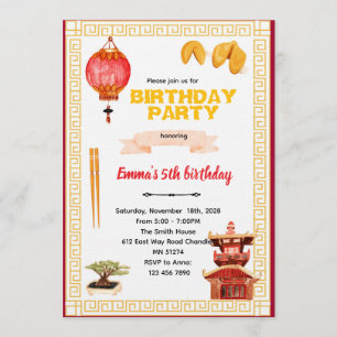 Invitación de cumpleaños al restaurante chino