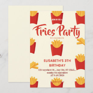 Invitación de cumpleaños al restaurante de patatas