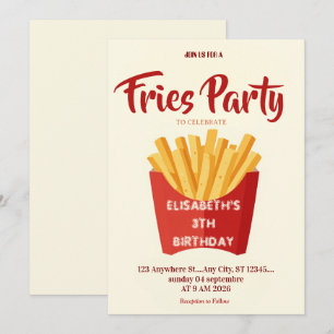 Invitación de cumpleaños al restaurante de patatas