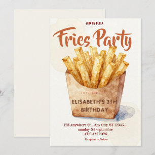 Invitación de cumpleaños al restaurante de patatas