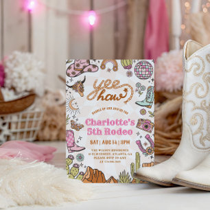 Invitación de cumpleaños al rodeo retro para niña