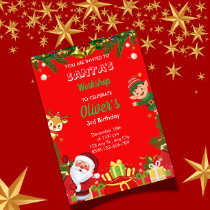 Invitación de cumpleaños al taller de Santa Navi