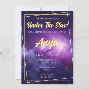 Invitación de cumpleaños al tema de Galaxy