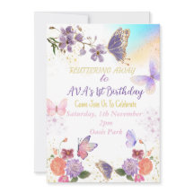 Invitación de cumpleaños al tema de la mariposa