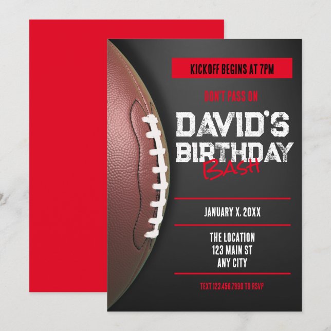 Invitación de cumpleaños al tema del fútbol (Anverso / Reverso)