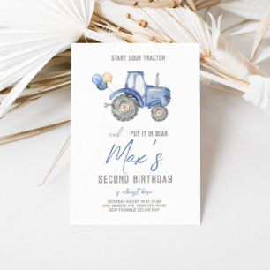 Invitación de cumpleaños al tema del Tractor azul