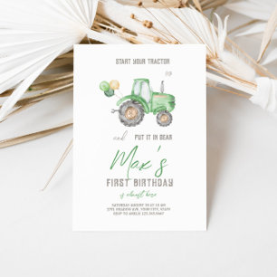 Invitación de cumpleaños al tema del Tractor Verde