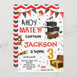 Invitación de cumpleaños al Tesoro de Barcos Pirat