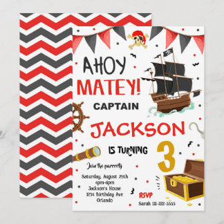 Invitación de cumpleaños al Tesoro de Barcos Pirat