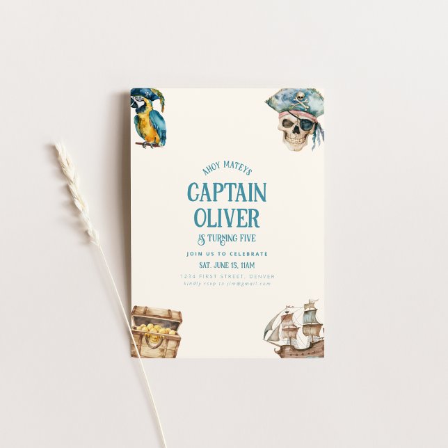 Invitación de cumpleaños al Tesoro de Barcos Pirat (Subido por el creador)