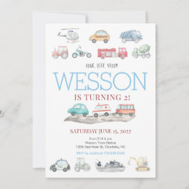 Invitación de cumpleaños al transporte