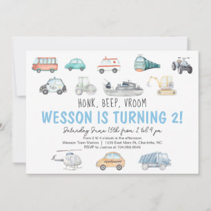 Invitación de cumpleaños al transporte