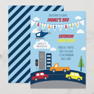 Invitación de cumpleaños al transporte