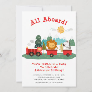 Invitación de cumpleaños al tren de animales lindo