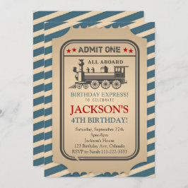Invitación de cumpleaños al tren de Vintage