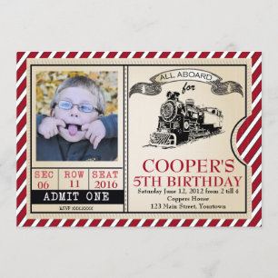 Invitación de cumpleaños al tren de Vintage