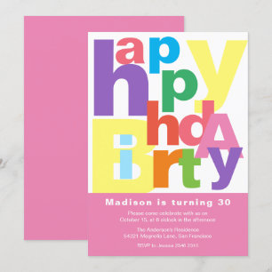Invitación de cumpleaños alegre y colorida