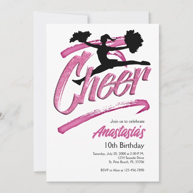 Invitación de cumpleaños alentadora (Anverso)
