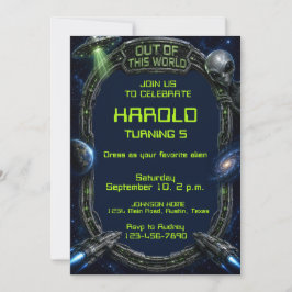 Invitación de cumpleaños alienígena fuera del mund