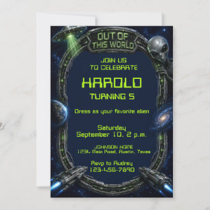 Invitación de cumpleaños alienígena fuera del mund