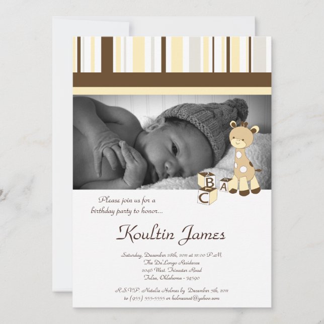 Invitación de cumpleaños amarillo a Snicker Doodle (Anverso)