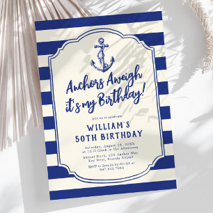 Invitación de cumpleaños Anclas a la vista náutica