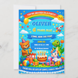 Invitación de cumpleaños animada para niños