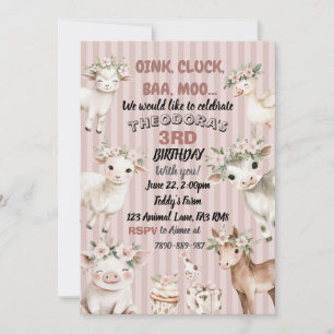 Invitación de cumpleaños animal para niños pequeño