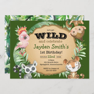 Invitación de cumpleaños animal salvaje de un anim