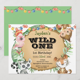 Invitación de cumpleaños animal salvaje de un anim