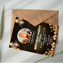 Invitación de cumpleaños aniversario con lámina de