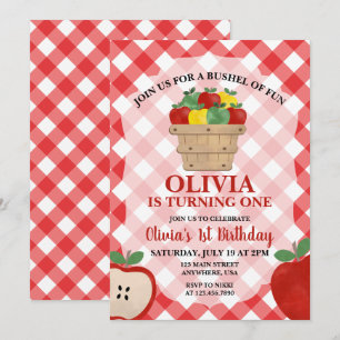 Invitación de cumpleaños Apple Bushel of Fun 1st